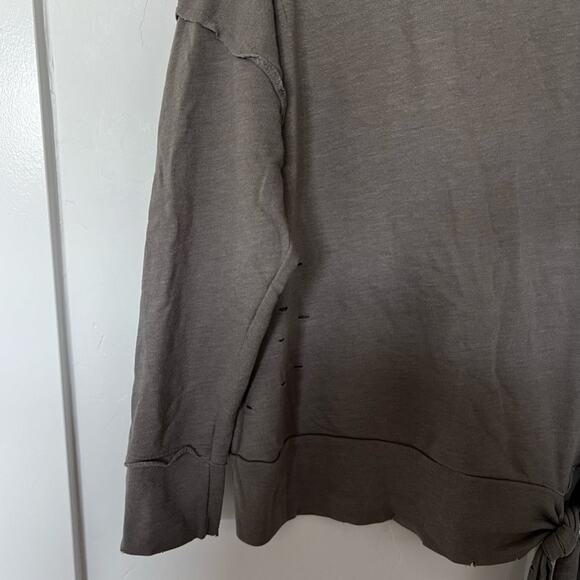 ABOUND Olive/Khaki Green Heathered TIE HIP Cotton Distressed SWEATSHIRT size L - Picture 5 of 16